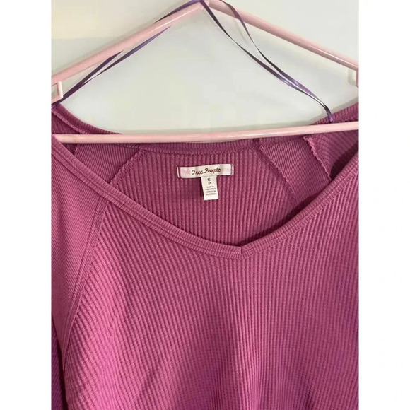 Free People Santa Clara Thermal Waffle Knit Small NEW with tags Mulberry - Picture 8 of 10
